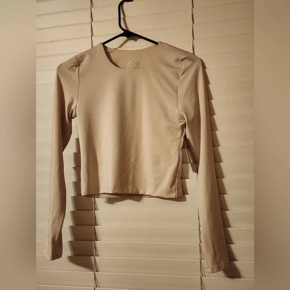 Elegant Beige Long Sleeve Women's Top